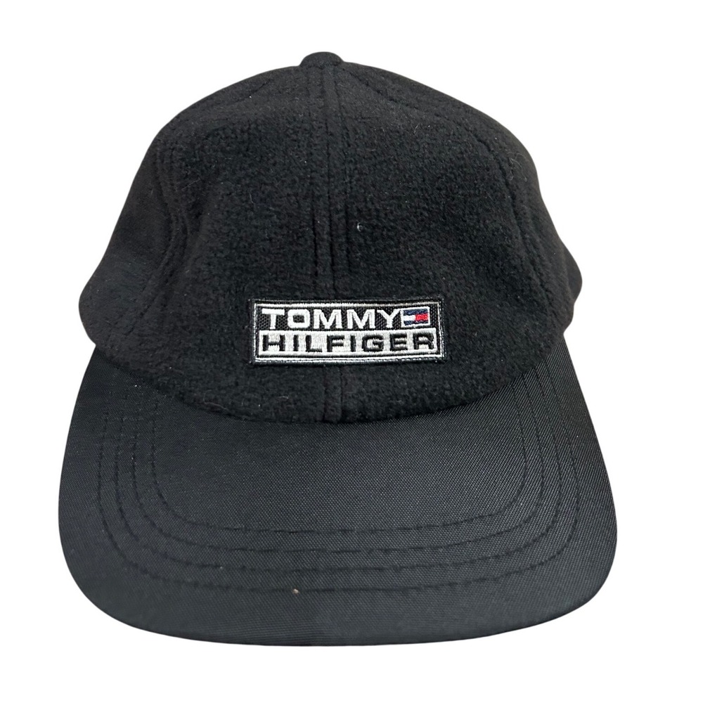 Tommy Hilfiger Black Fleece Baseball Cap Adjustable Strapback‎ Hat Vintage Retro
